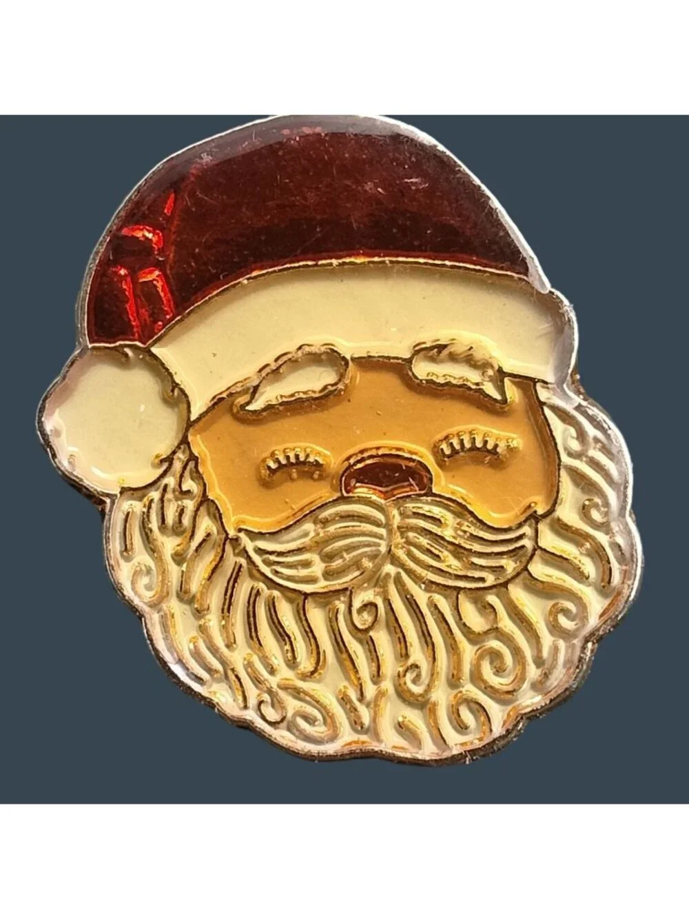 Santa Claus Christmas Pin Brooch Holiday Jewelry Vintage Metal, Enamel